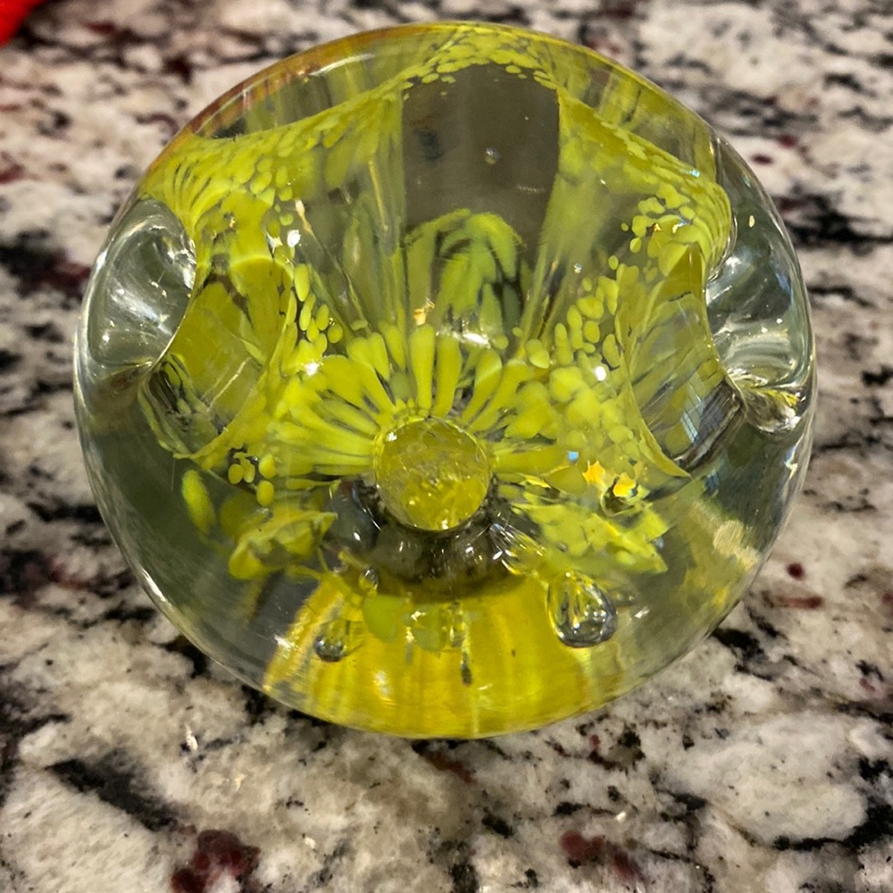 Vintage paper weight glass pencil holder